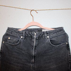 Asos Cropped, Semi-Flare Washed Black Jeans with Zip Fly Detail